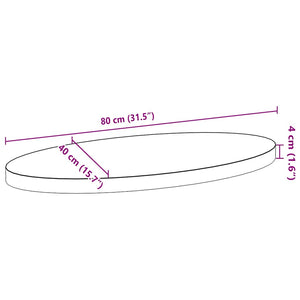 Piano Tavolo Marrone Chiaro 80x40x4 cm in Rovere Massello Ovale 4009049