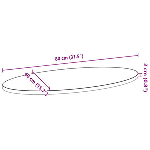 vidaXL Piano Tavolo Marrone Scuro 80x40x2 cm in Rovere Massello Ovale