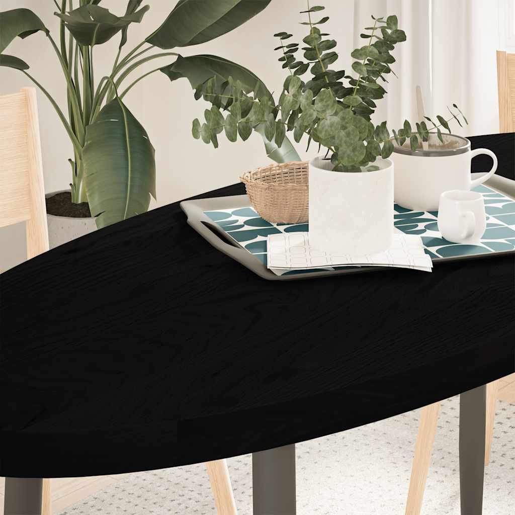 Piano Tavolo Marrone Scuro 140x60x4 cm in Rovere Massello Ovale 4009060