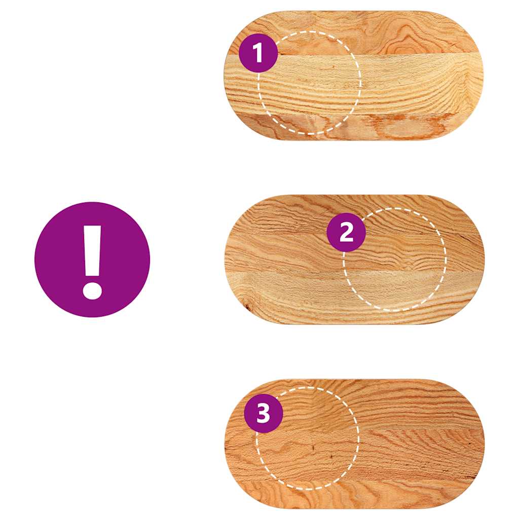 Piano Tavolo Marrone Chiaro 80x40x4 cm in Rovere Massello Ovale 4009073