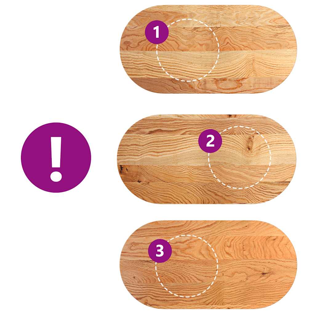 Piano Tavolo Marrone Chiaro 100x50x4cm in Rovere Massello Ovale 4009074