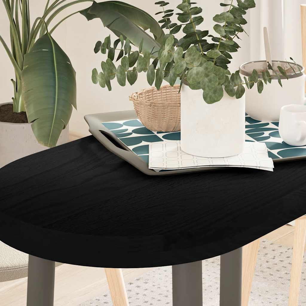 Piano Tavolo Marrone Scuro 80x40x4 cm in Rovere Massello Ovale 4009081