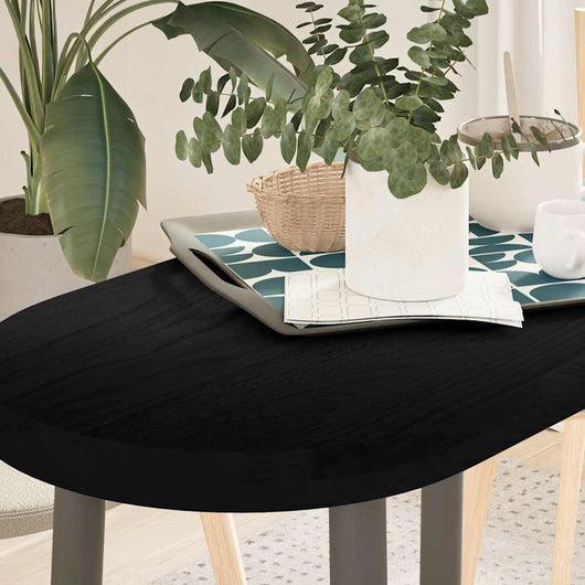 Piano Tavolo Marrone Scuro 80x40x4 cm in Rovere Massello Ovale 4009081