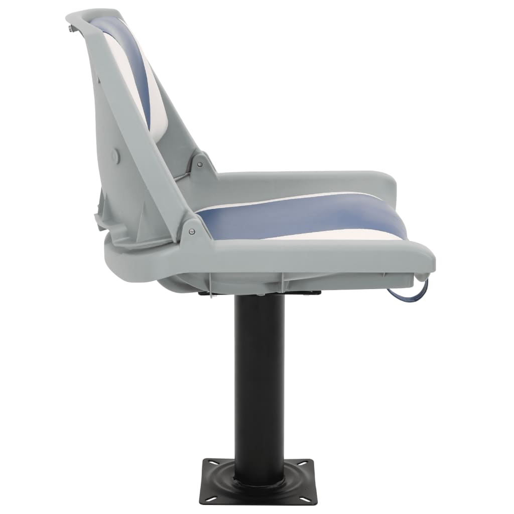 Set Sedile per Barca Pieghevole 2pz Blu e Bianco 48x51x41 cm