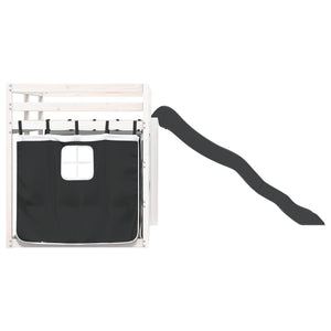 vidaXL Letto a Castello con Scivolo e Tende Bianco e Nero 90x200 cm