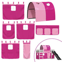 Letto a Castello con Scivolo e Tende Rosa 90x200 cm 3284139