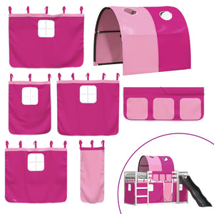 Letto a Castello con Scivolo e Tende Rosa 90x200 cm 3284139