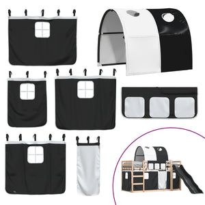 vidaXL Letto a Castello con Scivolo e Tende Bianco e Nero 80x200 cm