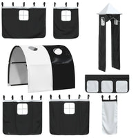 vidaXL Letto a Castello con Scivolo e Tende Bianco e Nero 90x200 cm