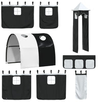 vidaXL Letto a Castello con Scivolo e Tende Bianco e Nero 90x200 cm