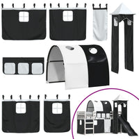 vidaXL Letto a Castello con Scivolo e Tende Bianco e Nero 80x200 cm