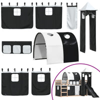 vidaXL Letto a Castello con Scivolo e Tende Bianco e Nero 80x200 cm