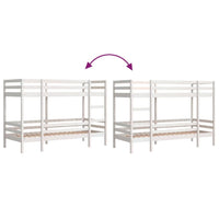 Letto a Castello Bianco 90x200 cm in Legno Massello di Pino