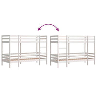 Letto a Castello senza Materasso-Struttura Letto a Castello Bianco 90x190cm Massello Pino 512934