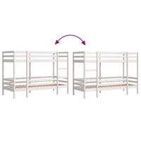 Letto a Castello Bianco 75x190 cm in Legno Massello di Pino 3284225