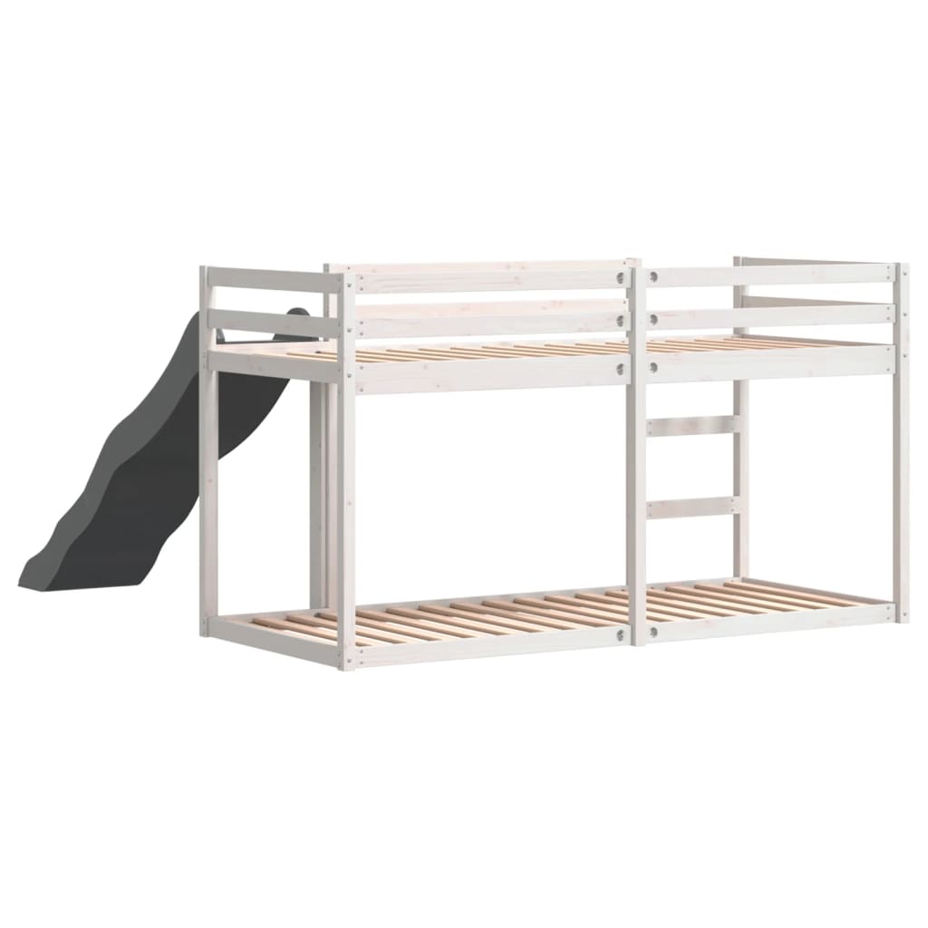Letto a Castello Scivolo e Scala Bianco 90x190 cm Legno di Pino 3284246