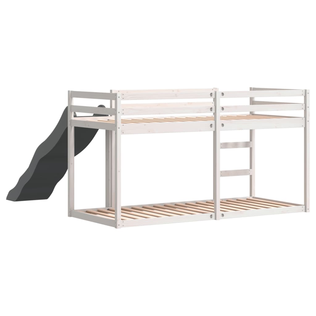 Letto a Castello Scivolo e Scala Bianco 75x190 cm Legno di Pino 3284249