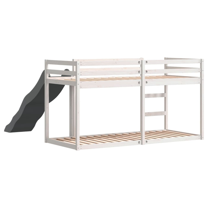 Letto a Castello Scivolo e Scala Bianco 75x190 cm Legno di Pino 3284249