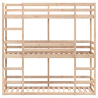 vidaXL Letto a Castello Triplo 90x200 cm in Legno Massello di Pino