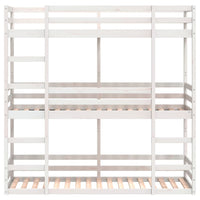 Letto a Castello Triplo Bianco 90x200 cm Legno Massello di Pino 3284255