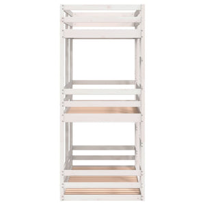 Letto a Castello Triplo Bianco 90x200 cm Legno Massello di Pino 3284255