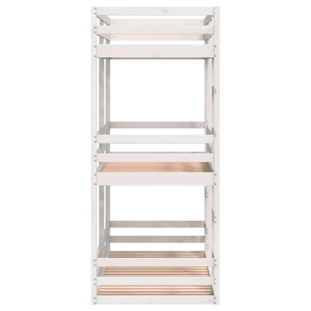 vidaXL Letto a Castello Triplo Bianco 90x200 cm Legno Massello di Pino