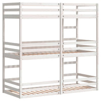 Letto a Castello Triplo Bianco 90x200 cm Legno Massello di Pino 3284255