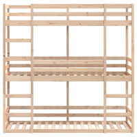 vidaXL Letto a Castello Triplo 90x190 cm in Legno Massello di Pino