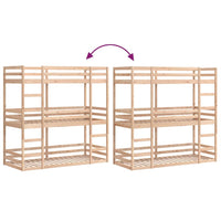 vidaXL Letto a Castello Triplo 90x190 cm in Legno Massello di Pino