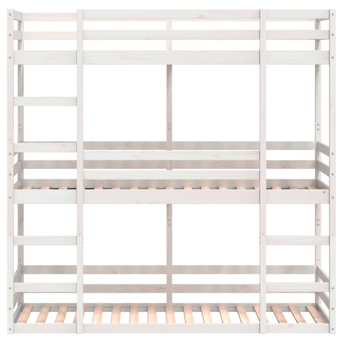 Letto a Castello Triplo Bianco 90x190 cm Legno Massello di Pino 3284258
