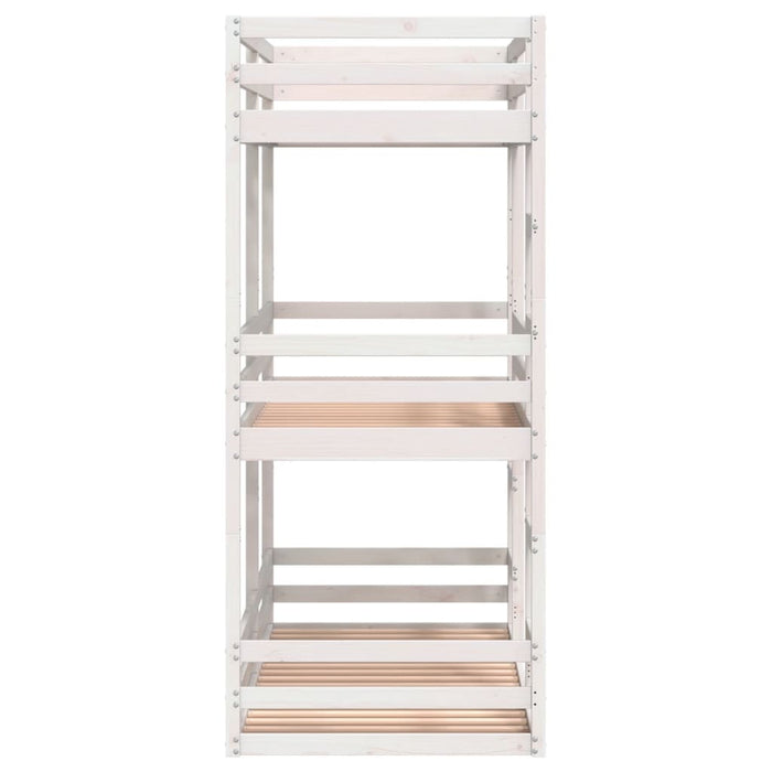 Letto a Castello Triplo Bianco 90x190 cm Legno Massello di Pino 3284258