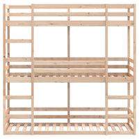 vidaXL Letto a Castello Triplo 75x190 cm in Legno Massello di Pino