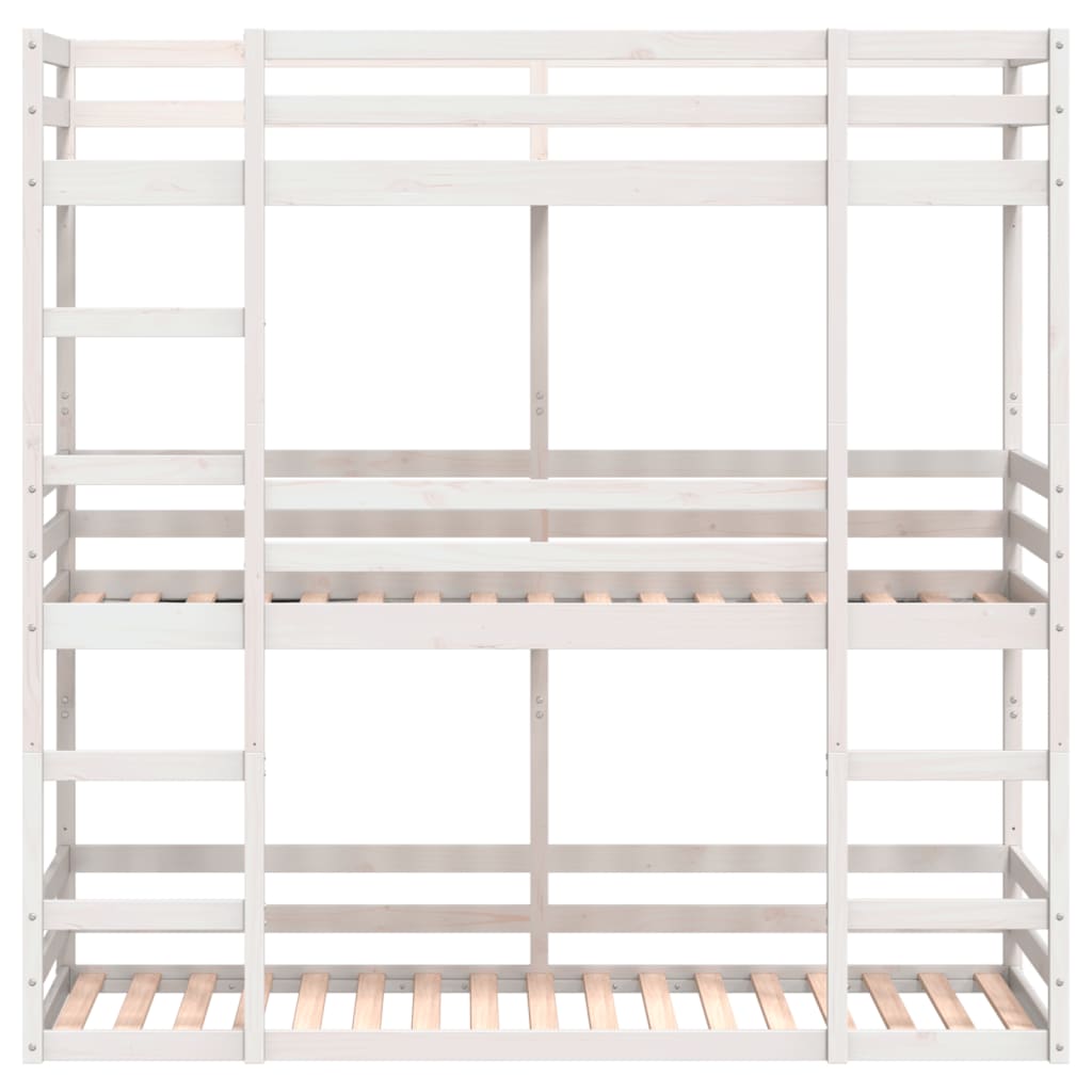 vidaXL Letto a Castello Triplo Bianco 75x190 cm Legno Massello di Pino