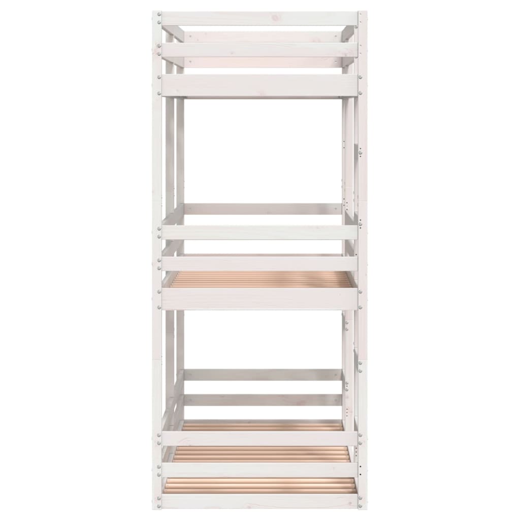 vidaXL Letto a Castello Triplo Bianco 75x190 cm Legno Massello di Pino