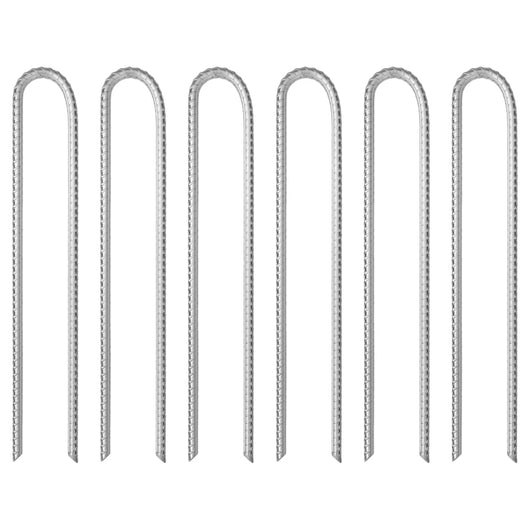 Picchetti Tenda 6 pz a Forma di U 37 cm Ø10 mm Acciaio Zincato