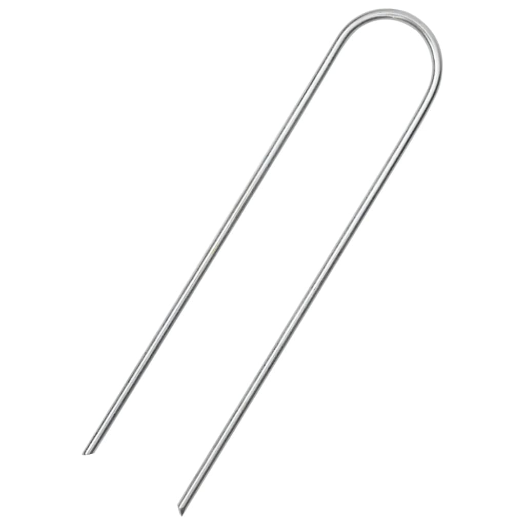 Picchetti da Terra a Forma di U 25pz 15x3,5 cm Acciaio Zincato