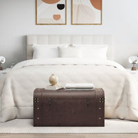 vidaXL Scrigno Tesoro Chiusure Marrone Scuro 79,5x39,5x39,5 Compensato