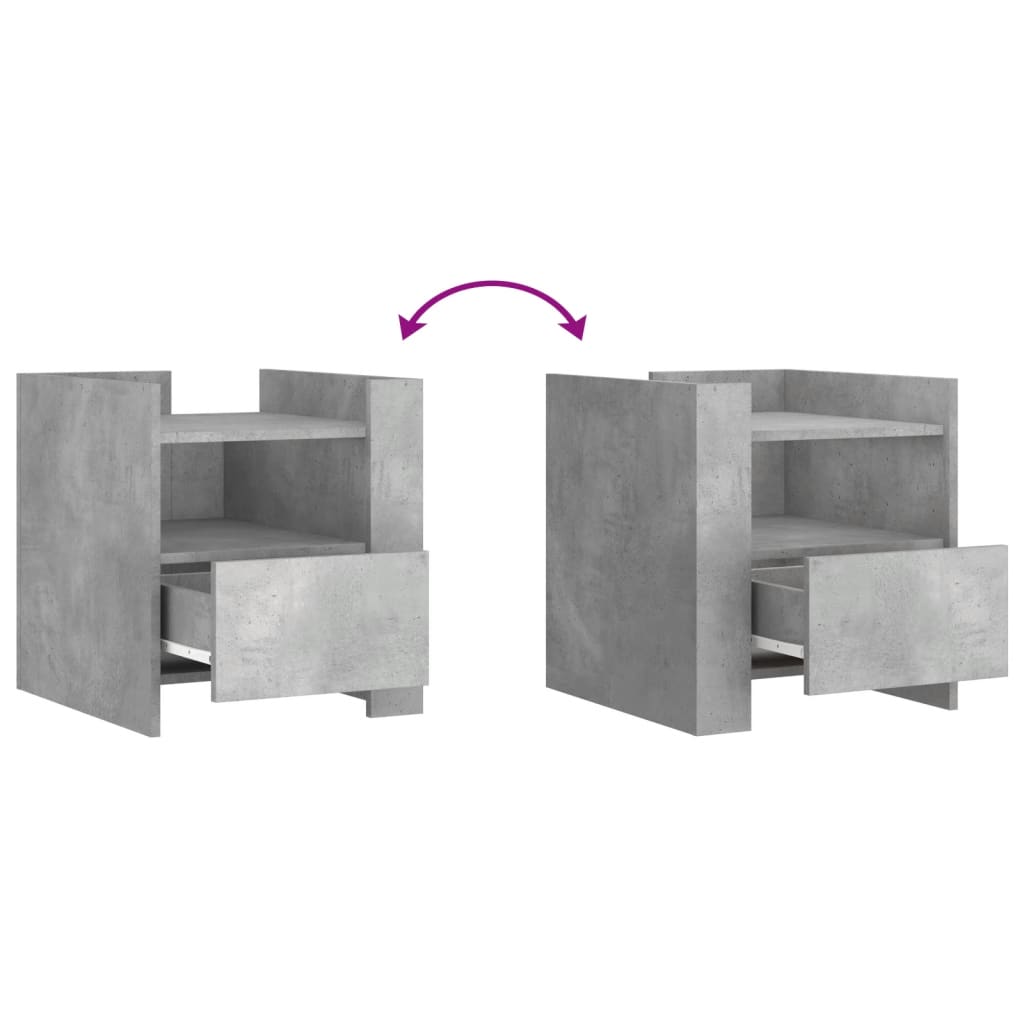 vidaXL Comodino Grigio Cemento 45x50x50 cm in Truciolato