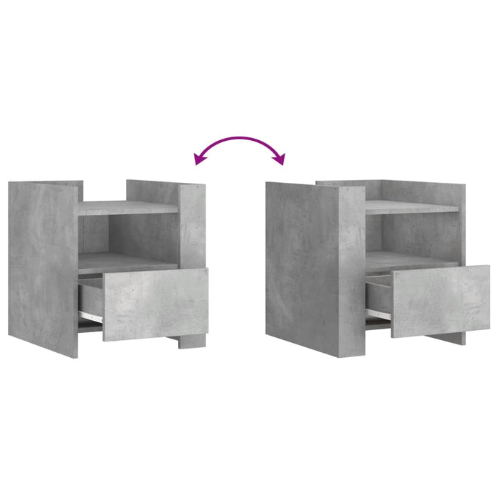 vidaXL Comodino Grigio Cemento 45x50x50 cm in Truciolato