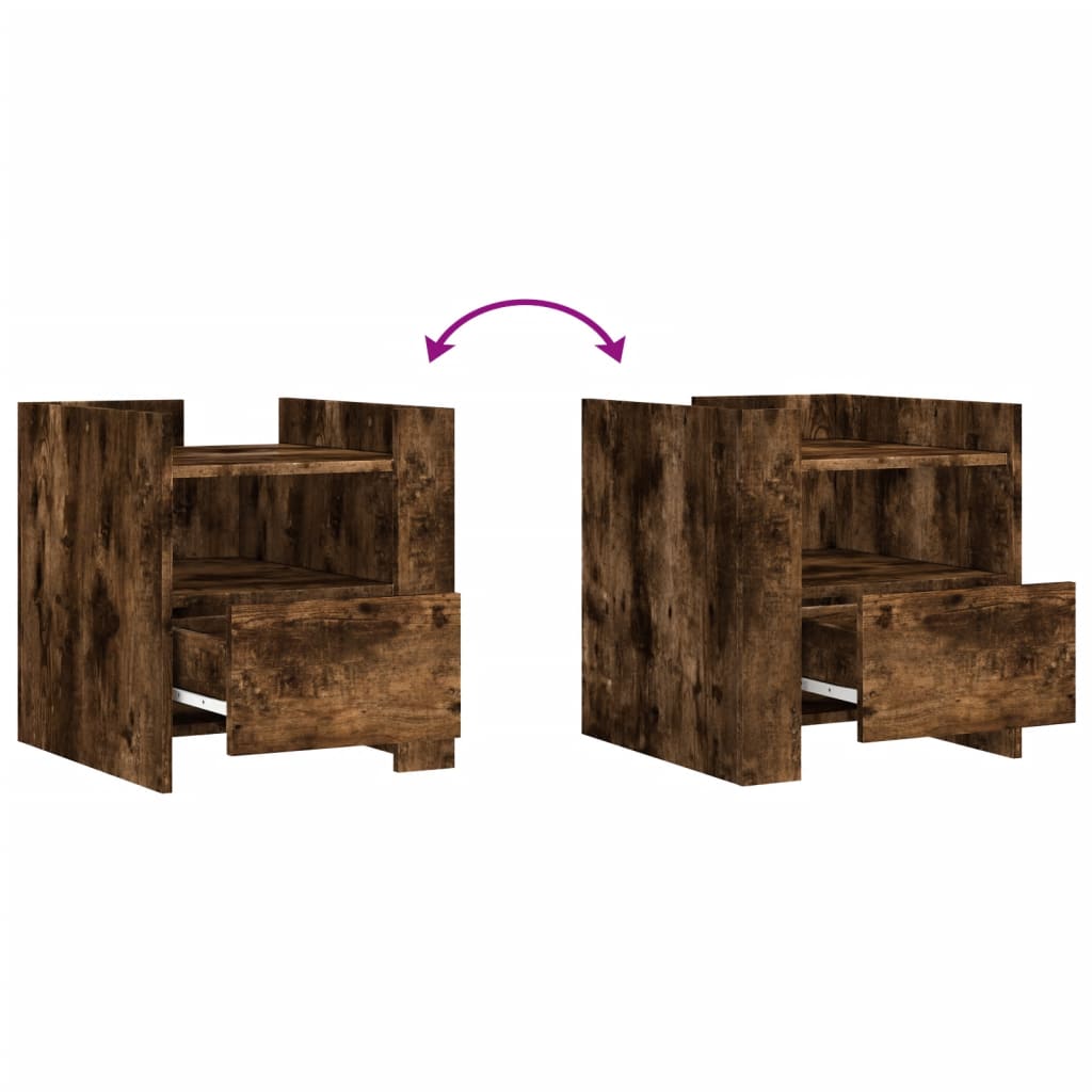 Comodino Rovere Fumo 45x50x50 cm in Truciolato 848280