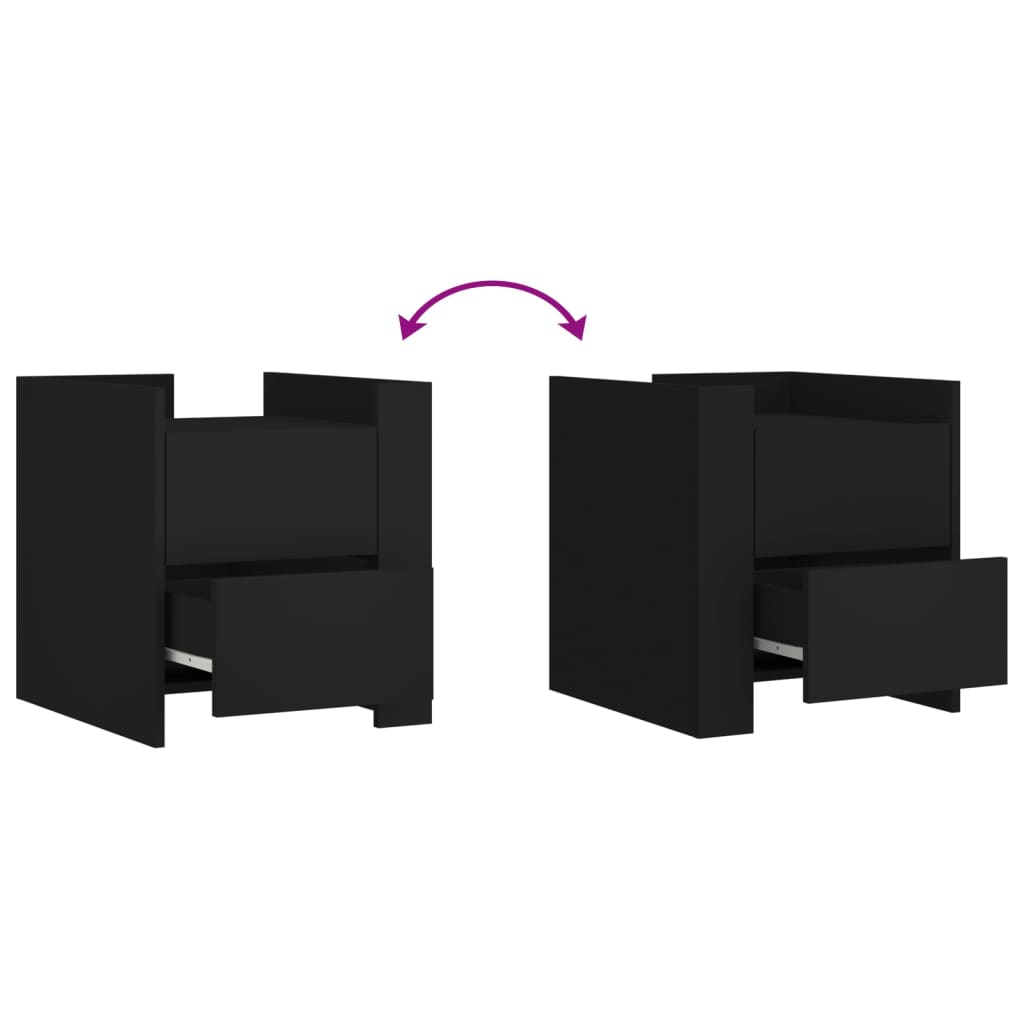 vidaXL Comodino Nero 45x50x50 cm in Legno Multistrato