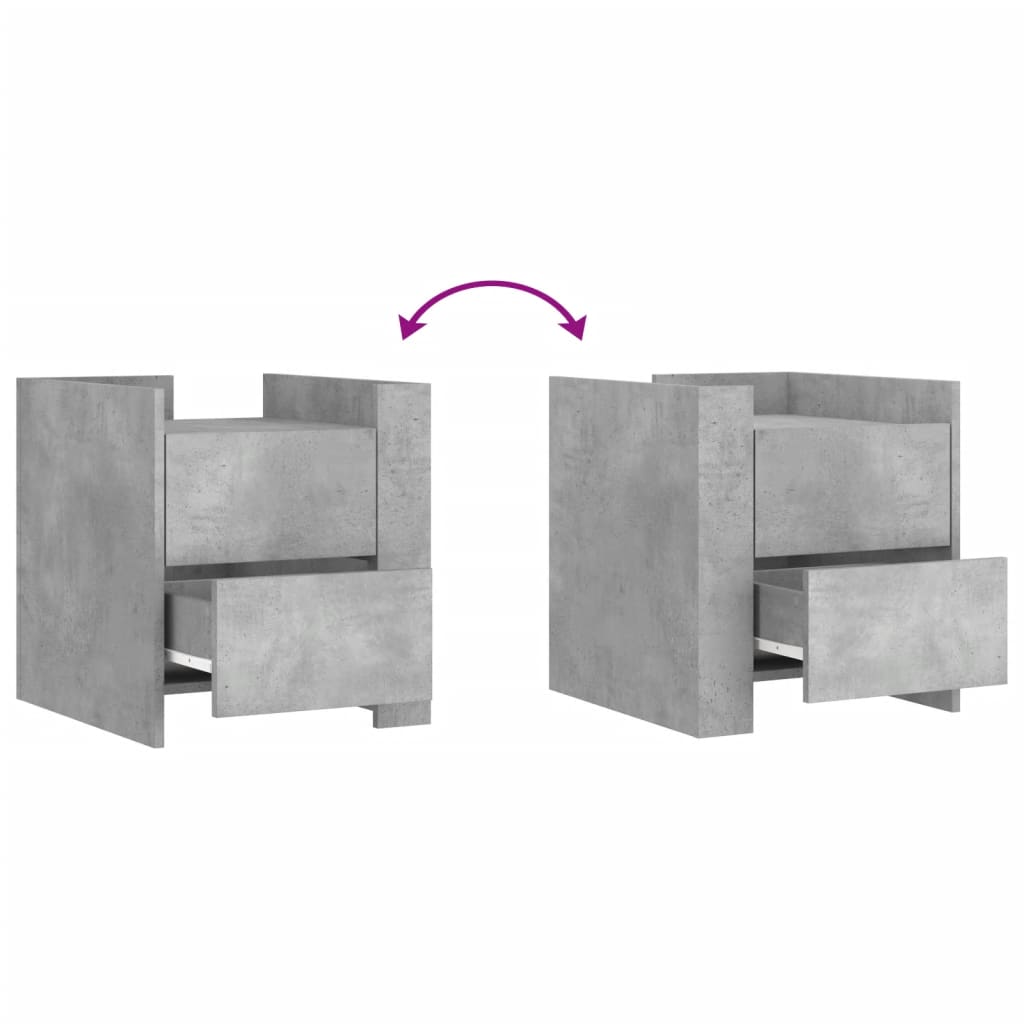 Comodino Grigio Cemento 45x50x50 cm in Truciolato 848286