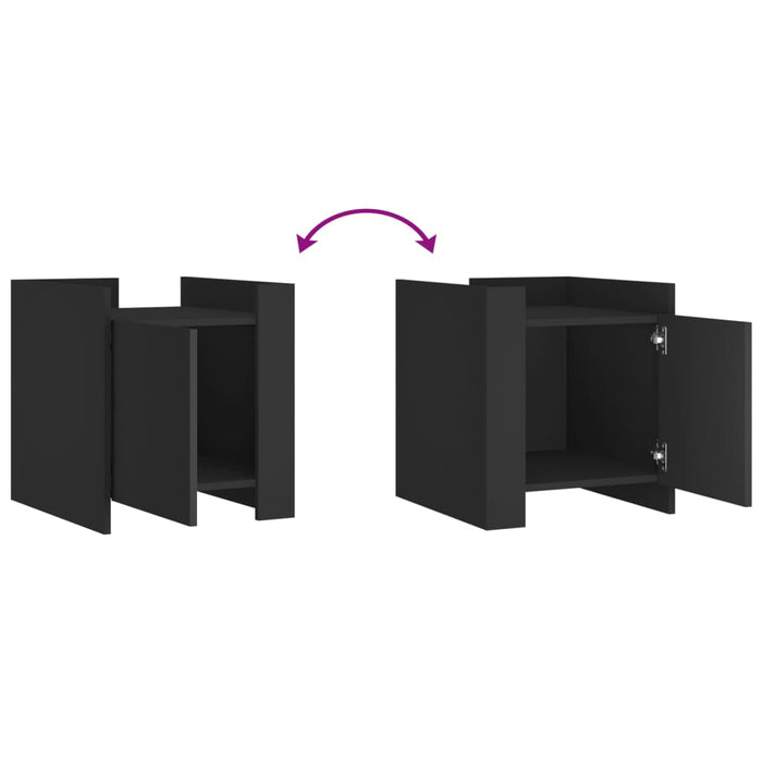 vidaXL Comodino Nero 45x50x50 cm in Legno Multistrato