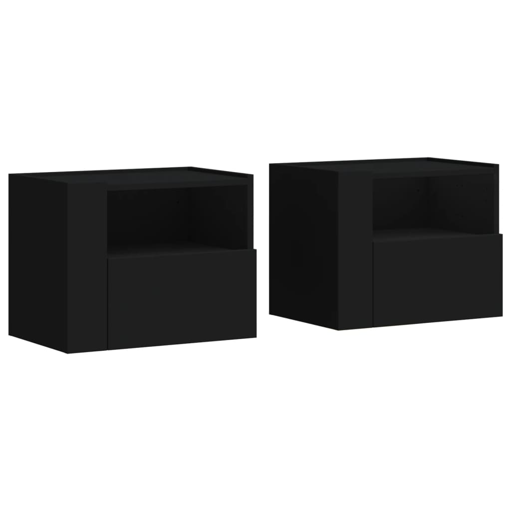 Comodini a Muro 2 pz Nero 45x30x35 cm 848314