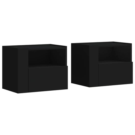 vidaXL Comodini a Muro 2 pz Nero 45x30x35 cm