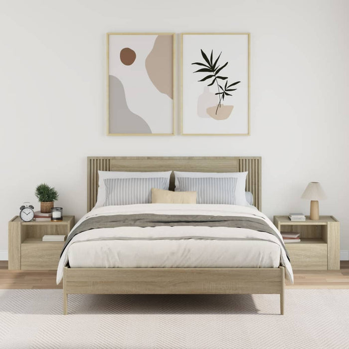 Comodini a Muro 2 pz-Set di 2 Tavolino da notte Rovere Sonoma 45x30x35 cm 384546