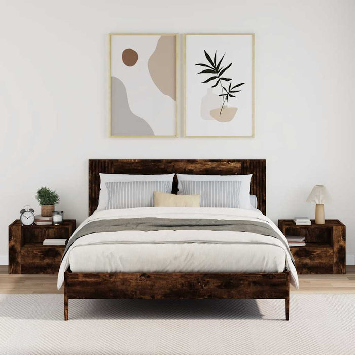 vidaXL Comodini a Muro 2 pz Rovere Fumo 45x30x35 cm