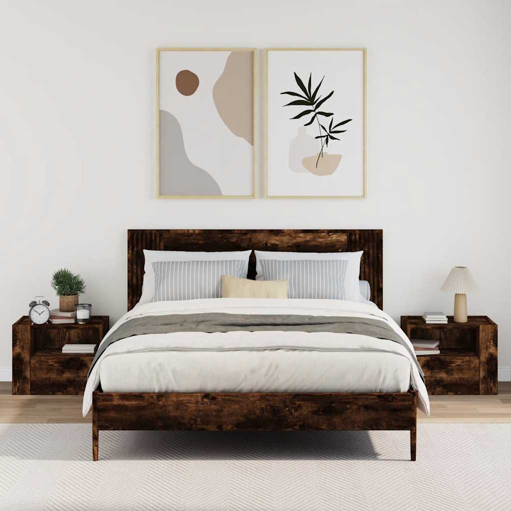Comodini a Muro 2 pz Rovere Fumo 45x30x35 cm 848320