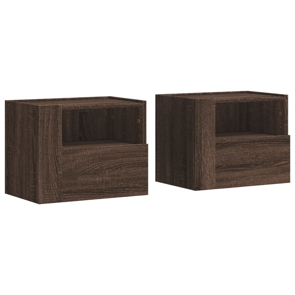 Comodini a Muro 2 pz-Set di 2 Tavolino da notte Rovere Marrone 45x30x35 cm