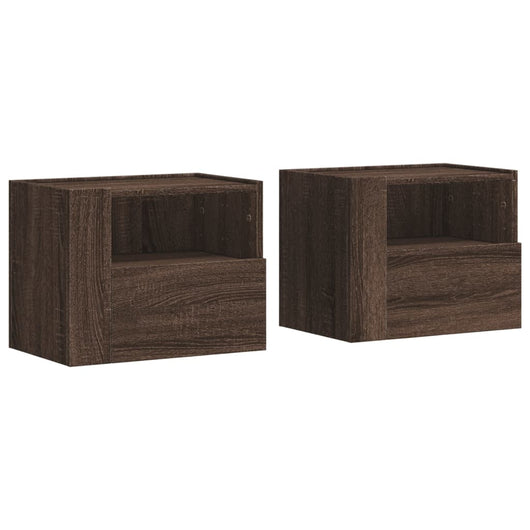 Comodini a Muro 2 pz-Set di 2 Tavolino da notte Rovere Marrone 45x30x35 cm